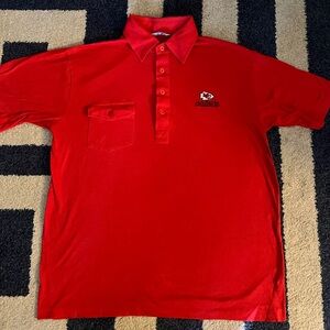 VINTAGE 80s Kansas City Chiefs KC Logo 7 Red Button Pocket NFL Polo Medium RARE